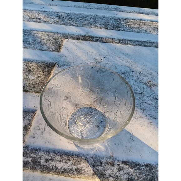 Indiana Glass Tiara Bowl: Embossed Autumn Leaves Tapered Shape - Picture 3 of 5